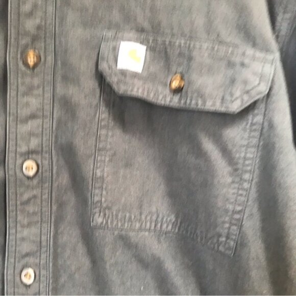 Carhartt Cotton Loose Fit Midweight XL Tall Chambray Long Sleeve Shirt Casual Gr - Picture 9 of 16